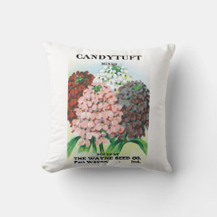 Coussin Art de pochette de graines vintage, fleurs de jard