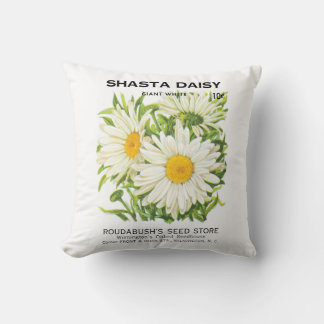 Coussin Art de pochette de graines vintage, fleurs de marg