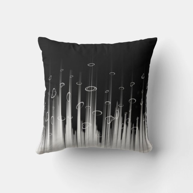 Coussin Art de raies en cercles hypnotiques noir et blanc (Verso)
