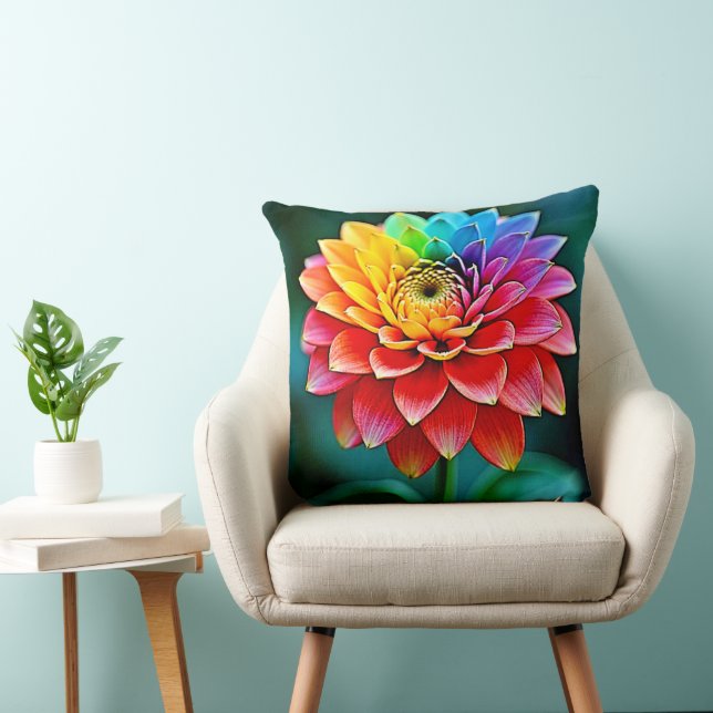 Coussin Art de rêve pétale arc-en-ciel dynamique (Chaise)