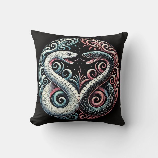 Coussin 🐍 Art de serpent jumeau pour décoration gothique  (Recto)