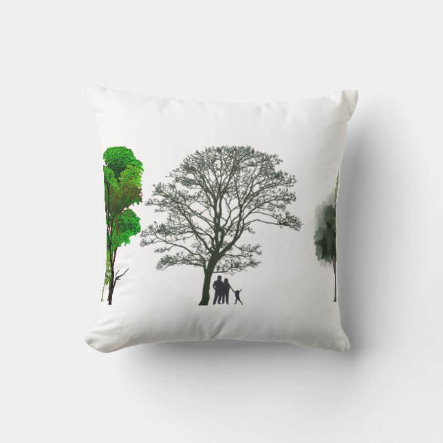 Coussin art de silhouette de famille paisible (Recto)