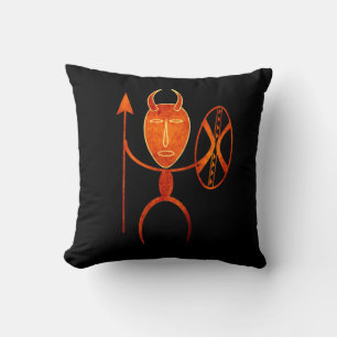 Coussin Art de silhouette primitive africaine abstraite