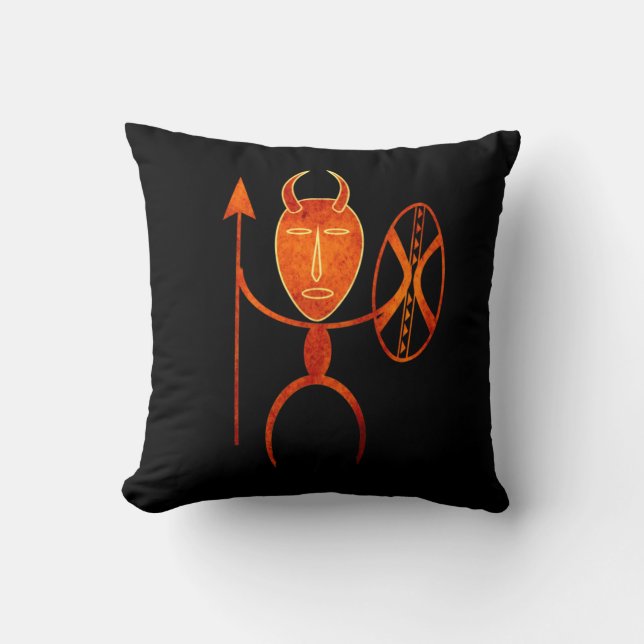 Coussin Art de silhouette primitive africaine abstraite (Recto)