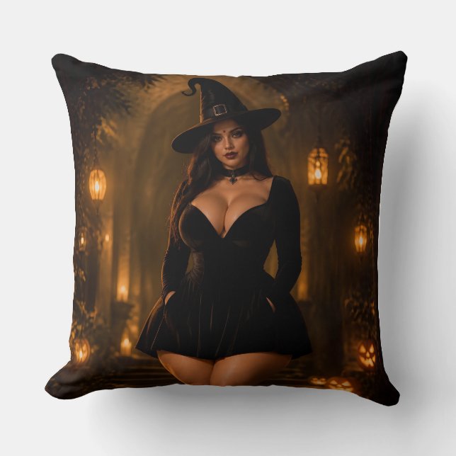Coussin Art de sorcière d'Halloween effrayant (Recto)