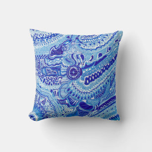 Coussin Art de style Royal Blue et White Ming