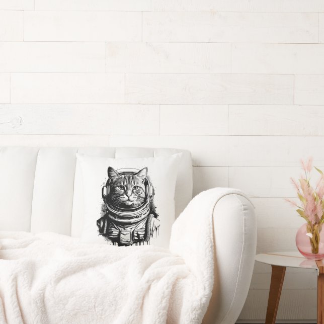 Coussin Art de tatouage de chat astronaute (Canapé)