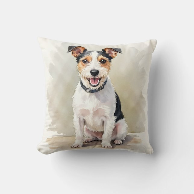 Coussin Art de terrier à poil dur Fox à l'aquarelle en cro (Recto)