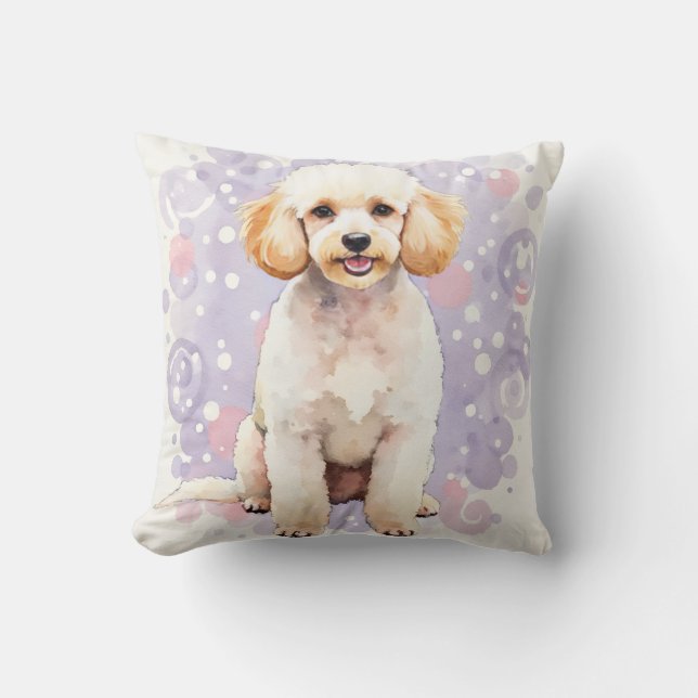 Coussin Art de tourbillon de points d'aquarelle de caniche (Recto)
