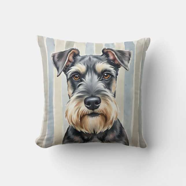 Coussin Art de trait de pinceau aquarelle Schnauzer (Recto)