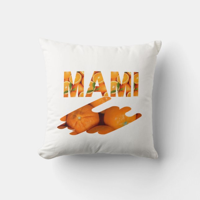 Coussin Art de typographie MAMI Orange (Recto)