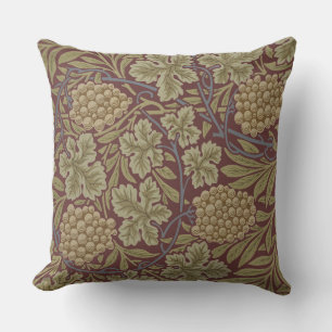Coussin Art de vigne rouge vert William Morris