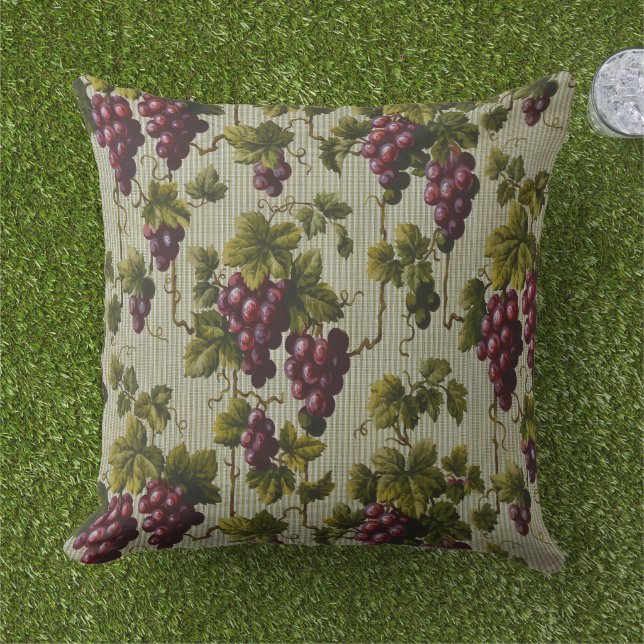 Coussin Art de vigne rustique de campagne français de vign (Herbe)