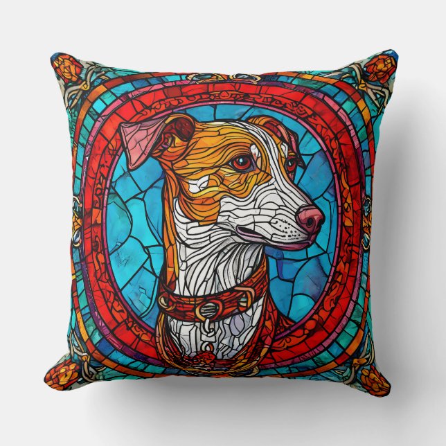Coussin Art de vitrail de chien (Recto)