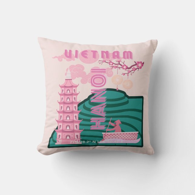 Coussin Art de voyage au Vietnam (Recto)