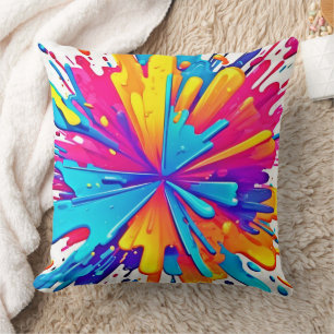 Coussin Art d'éclatement des couleurs radiales