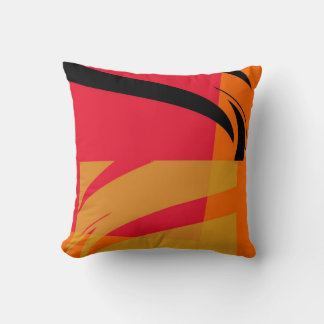 Coussin Art Déco Abstrait jaune orange rose