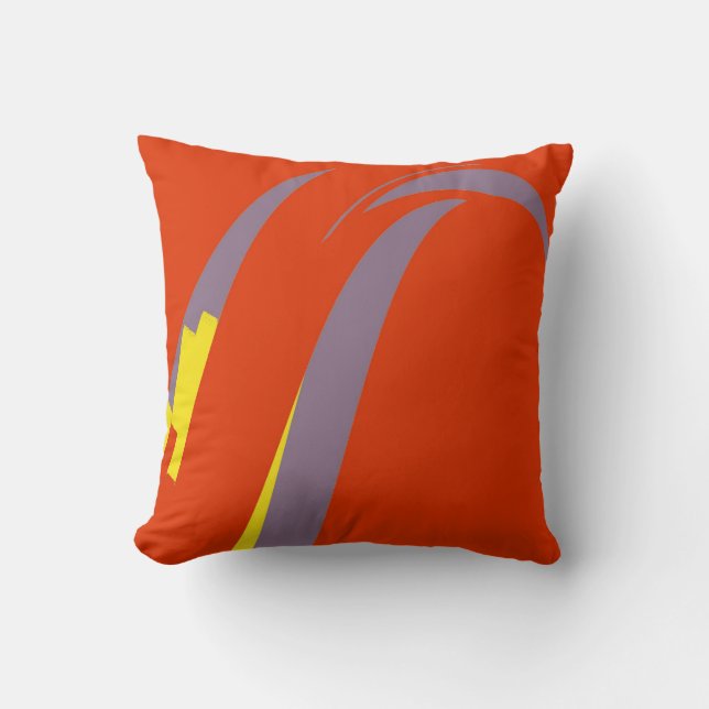 Coussin Art Déco Abstrait orange jaune bleu rétro (Recto)