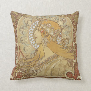 Coussin Art déco d'Alphonse Mucha