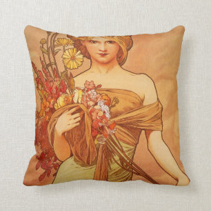 Coussin Art déco d'Alphonse Mucha