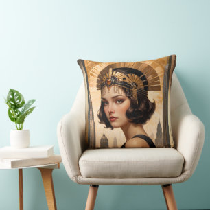 Coussin Art déco Damsel AI Concept Art by Xzendor7