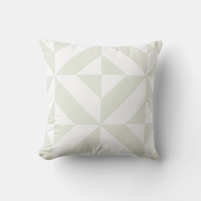 Coussin Art Déco géométrique gris doux (Recto)