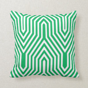 Coussin Art déco géométrique - vert et blanc de jade