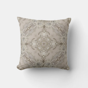 Coussin Art Déco Glamour Vintage Mode Gris Beige