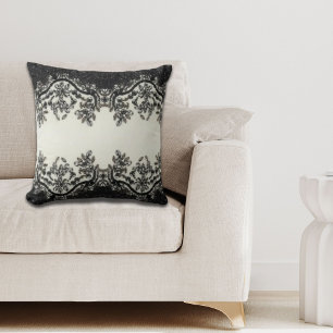 Coussin Art Déco Glamour Vintage Mode Noir Blanc Fl