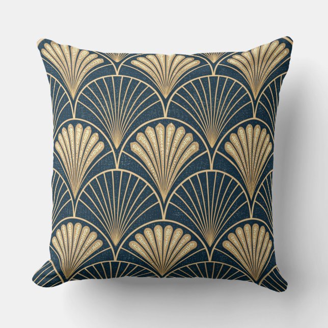 Coussin Art Deco Gold And Navy  (Recto)