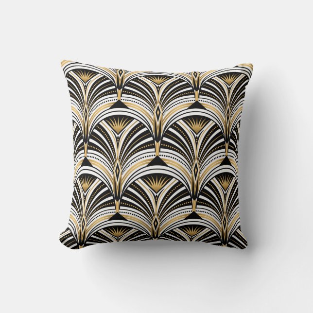 Coussin Art Déco Gold Black Elegance : Années folles (Recto)