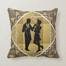 Art Déco Great Gatsby Black Gold Flapper Couple