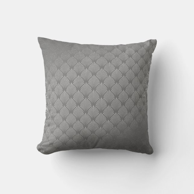 Coussin Art Déco Gris Argent Balances Coquillages VIP (Recto)