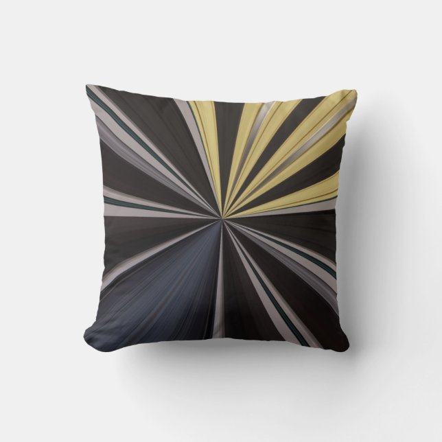 Coussin Art déco jaune, noir et gris (Recto)