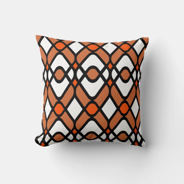 Coussin Art déco moderne en orange et noir (Recto)