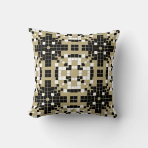 Coussin Art Déco Noir, Blanc Retro Art Abstrait