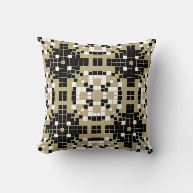 Coussin Art Déco Noir, Blanc Retro Art Abstrait (Recto)