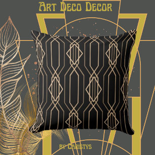 Coussin Art déco noir & or Lumbar
