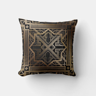 Coussin Art déco, nouveau, or, noir, chic, élégant, vin