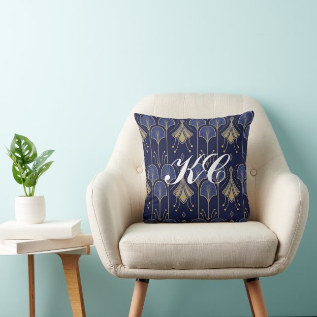 Coussin Art Déco Or Et Bleu (Chaise)