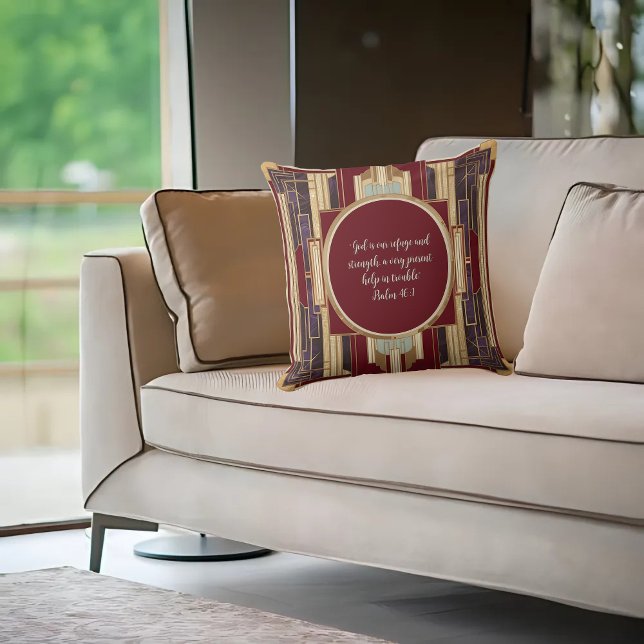 Coussin Art Déco Personnalisable Bible Verse (Créateur téléchargé)