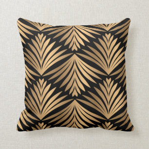 Coussin Art Déco rétro de l'or Vintage et du Gatsby noir