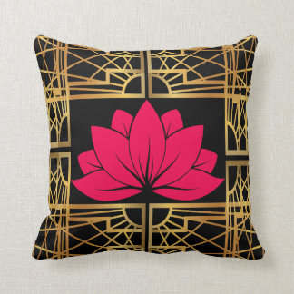 Coussin Art Deco Retro Lotus (red & black)