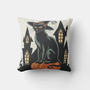 Coussin Art Déco vintage Chat noir 2024