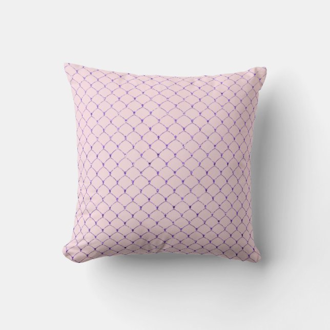 Coussin Art Déco Violet Rose Net Blanc Balances Sirène (Recto)