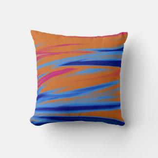 Coussin Art Décor Orange, Peinture Bleue Abstrait