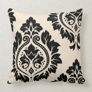 Coussin Art décoratif I de damassé - noir sur la crème