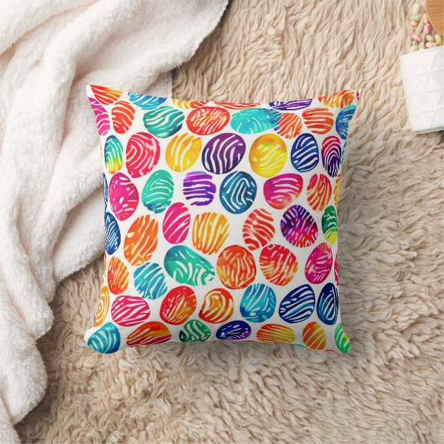 Coussin Art d'empreintes digitales coloré (Couverture)