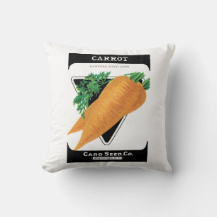 Coussin Art d'étiquette de paquet de graines vintage, caro