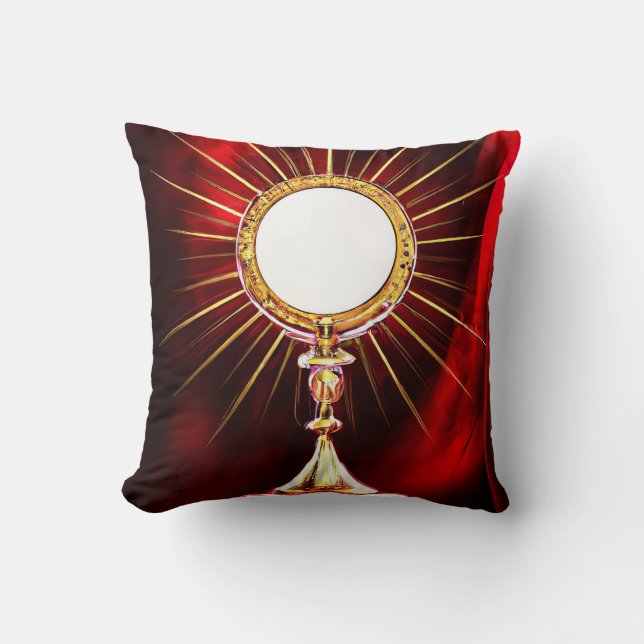 Coussin Art d'IA Hostie du Saint Sacrement dans un Ostenso (Recto)